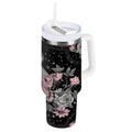 30 oz Insulated Stainless Steel Tumbler Double Wall Stainless Steel Tumbler with 2-Way Drinking Butterfly by Moon and Flowers - Choice 725