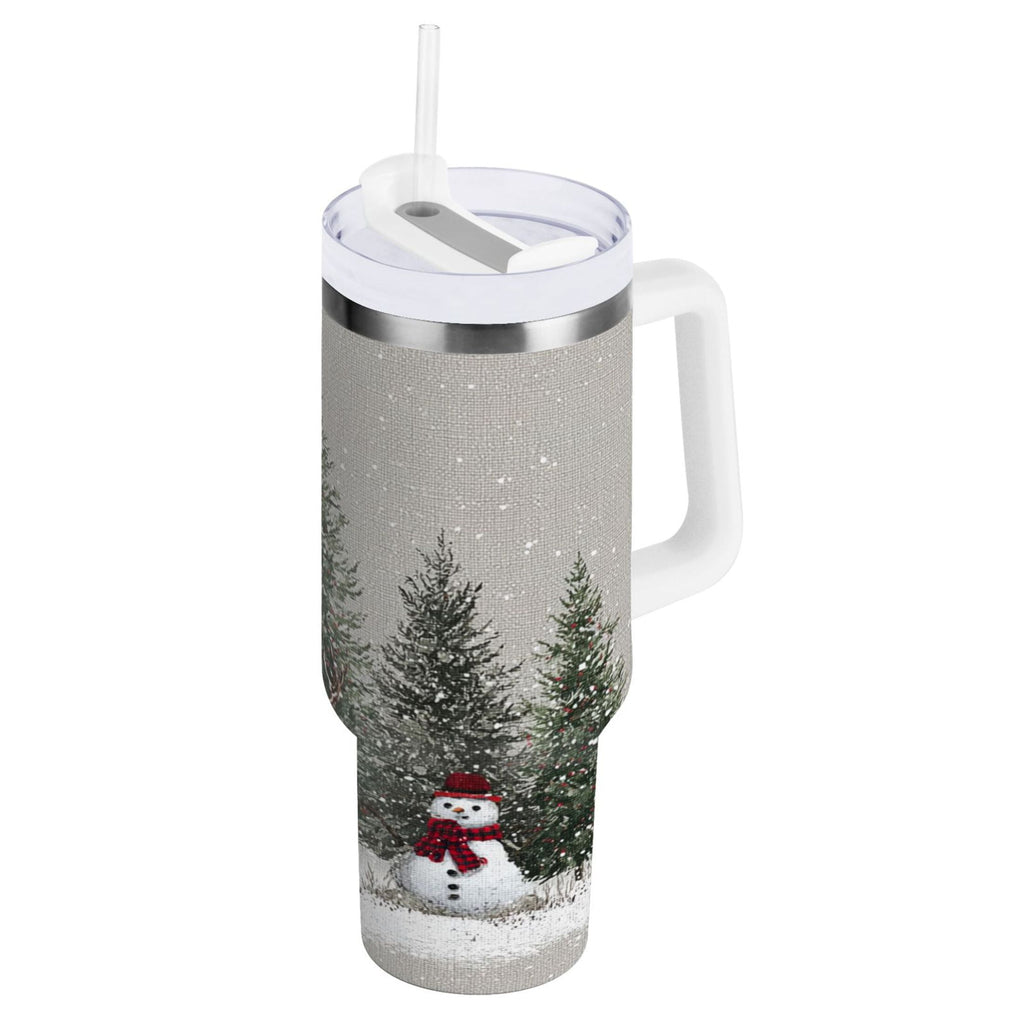 30 oz Insulated Stainless Steel Tumbler Double Wall Stainless Steel Tumbler with 2-Way Drinking Christmas Deer and Snowmen - Choice 605