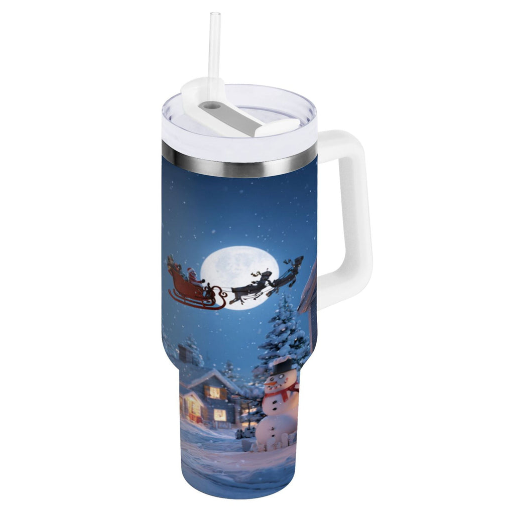 30 oz Insulated Stainless Steel Tumbler Double Wall Stainless Steel Tumbler with 2-Way Drinking Christmas Night Scene - Choice 340