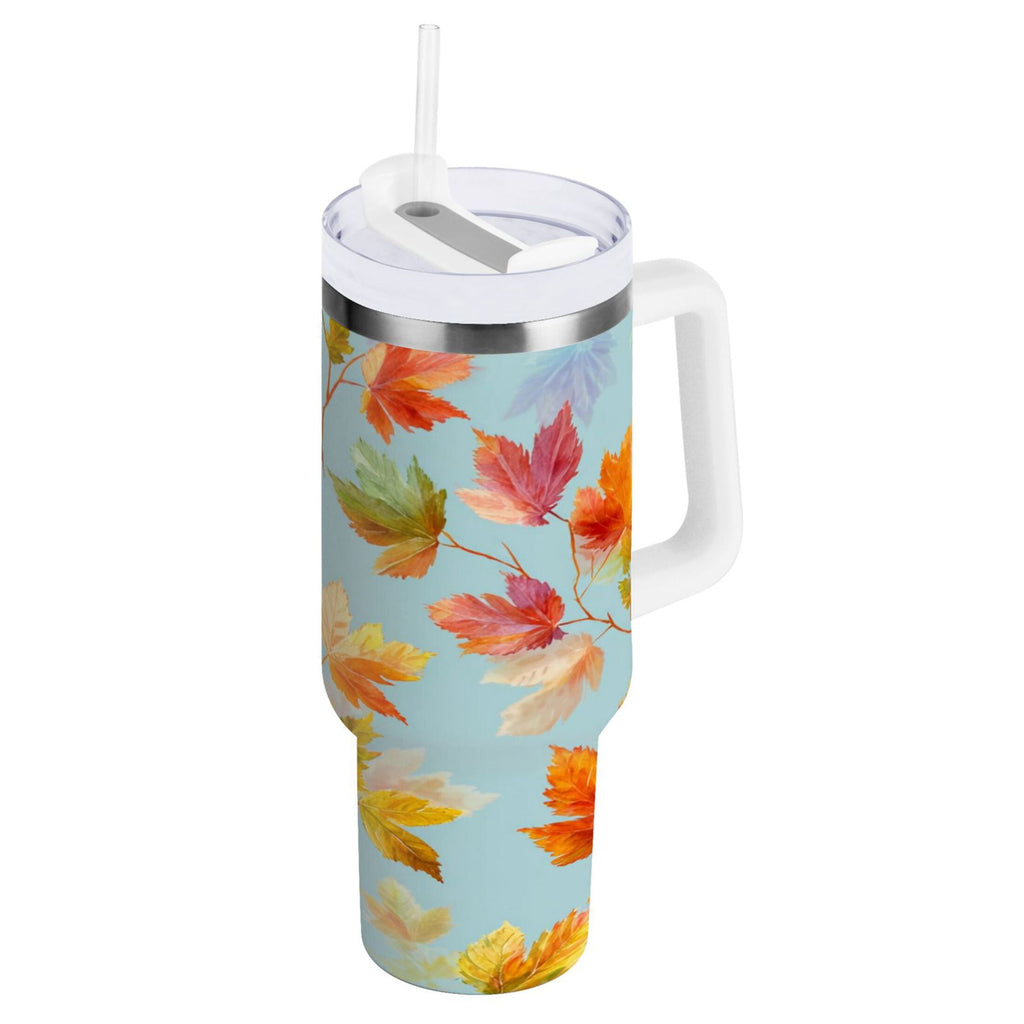 30 oz Insulated Stainless Steel Tumbler Double Wall Stainless Steel Tumbler with 2-Way Drinking Colorful Autumn Maple Leaves - Choice 917