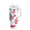 30 oz Insulated Stainless Steel Tumbler Double Wall Stainless Steel Tumbler with 2-Way Drinking Colorful Butterflies - Choice 575