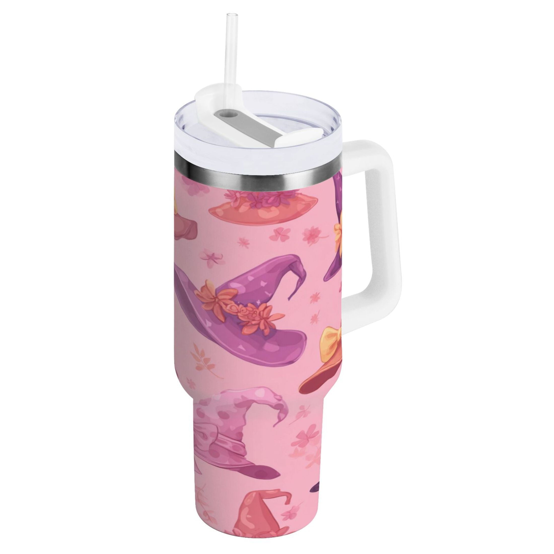 30 oz Insulated Stainless Steel Tumbler Double Wall Stainless Steel Tumbler with 2-Way Drinking Colorful Hat Pattern - Choice 619