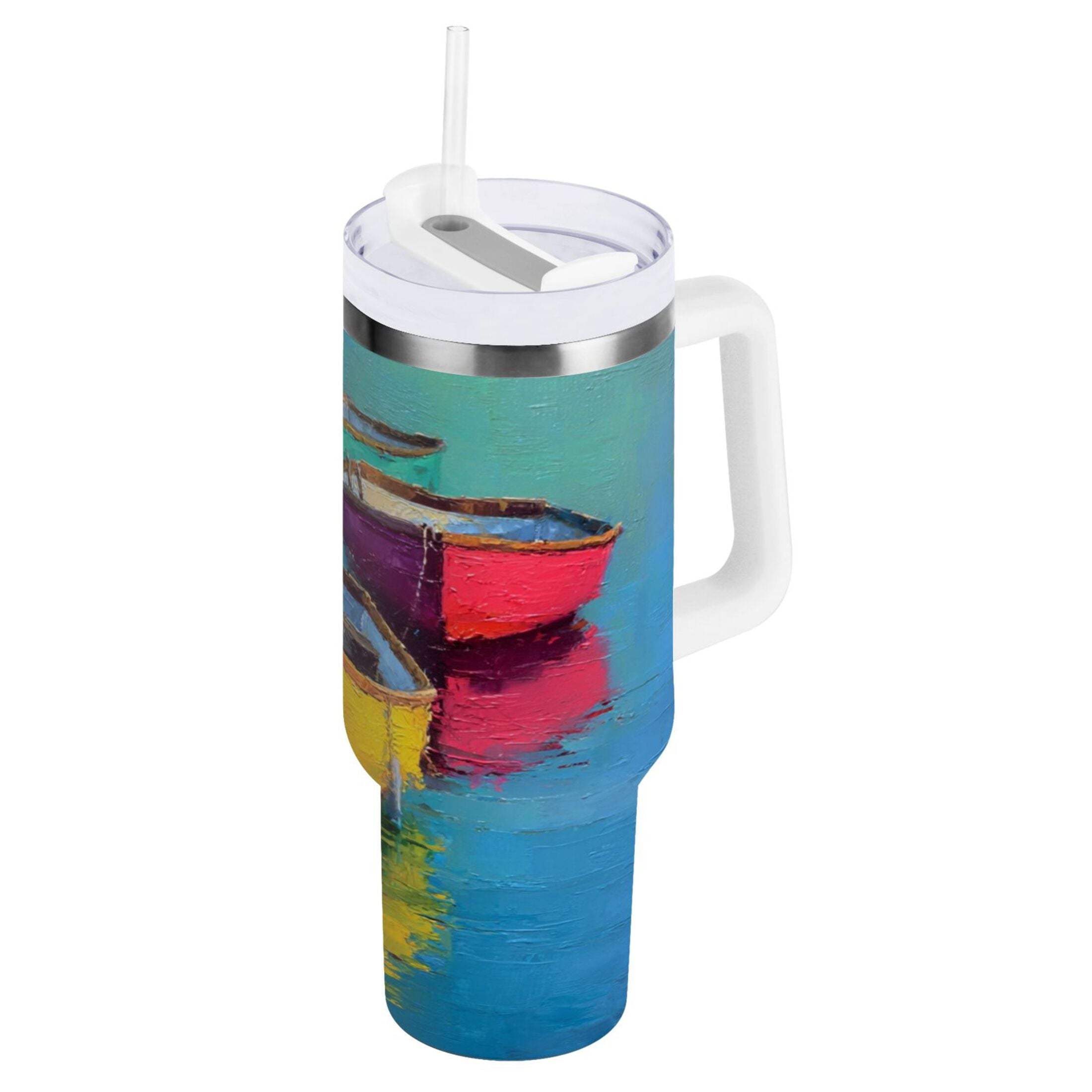 30 oz Insulated Stainless Steel Tumbler Double Wall Stainless Steel Tumbler with 2-Way Drinking Colorful Row Boats - Choice 411