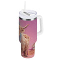 30 oz Insulated Stainless Steel Tumbler Double Wall Stainless Steel Tumbler with 2-Way Drinking Cow Wearing Christmas - Choice 125