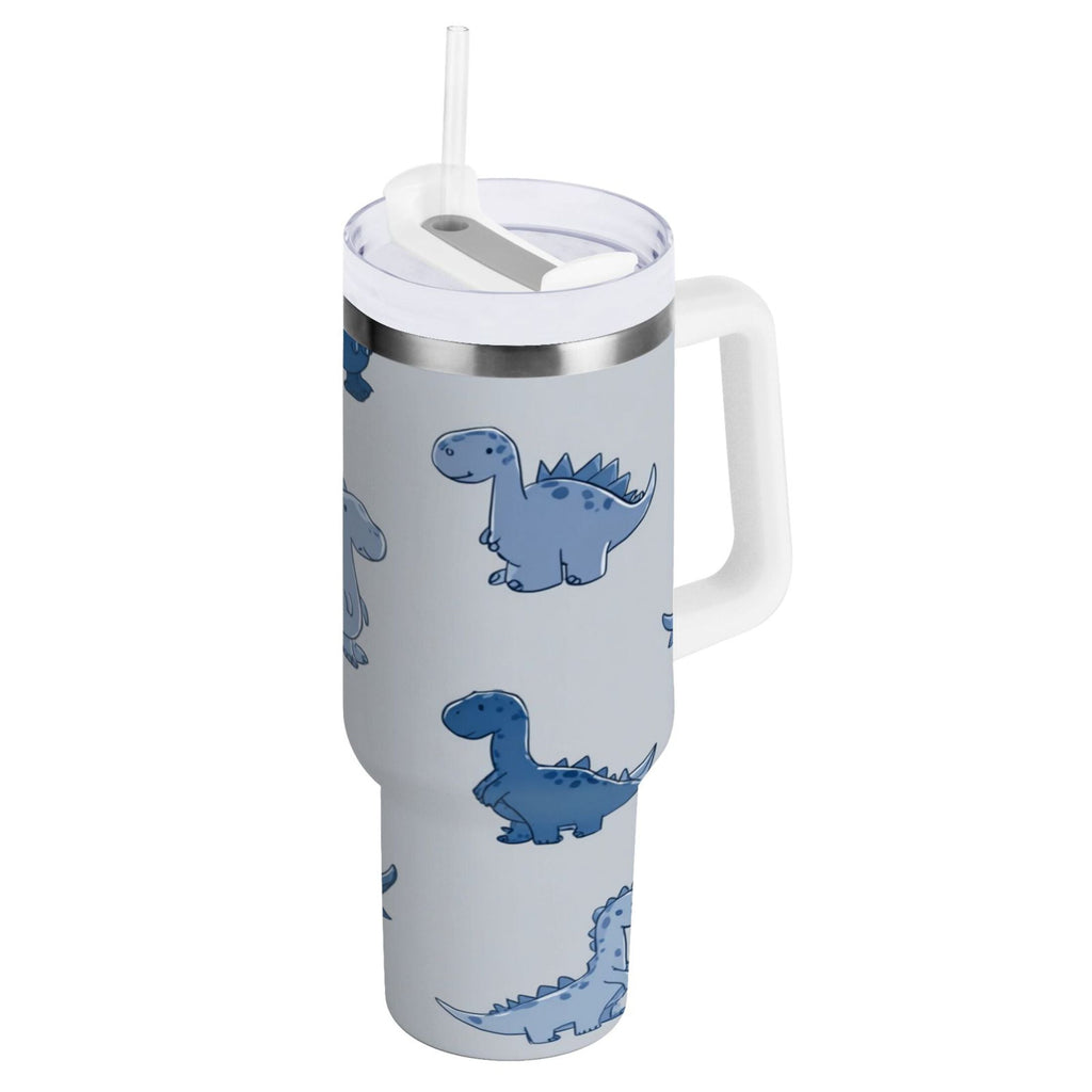 30 oz Insulated Stainless Steel Tumbler Double Wall Stainless Steel Tumbler with 2-Way Drinking Cute Blue Dinosaurs - Choice 495