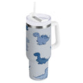 30 oz Insulated Stainless Steel Tumbler Double Wall Stainless Steel Tumbler with 2-Way Drinking Cute Blue Dinosaurs - Choice 495