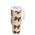 30 oz Insulated Stainless Steel Tumbler Double Wall Stainless Steel Tumbler with 2-Way Drinking Cute Brown Bow - Choice 476