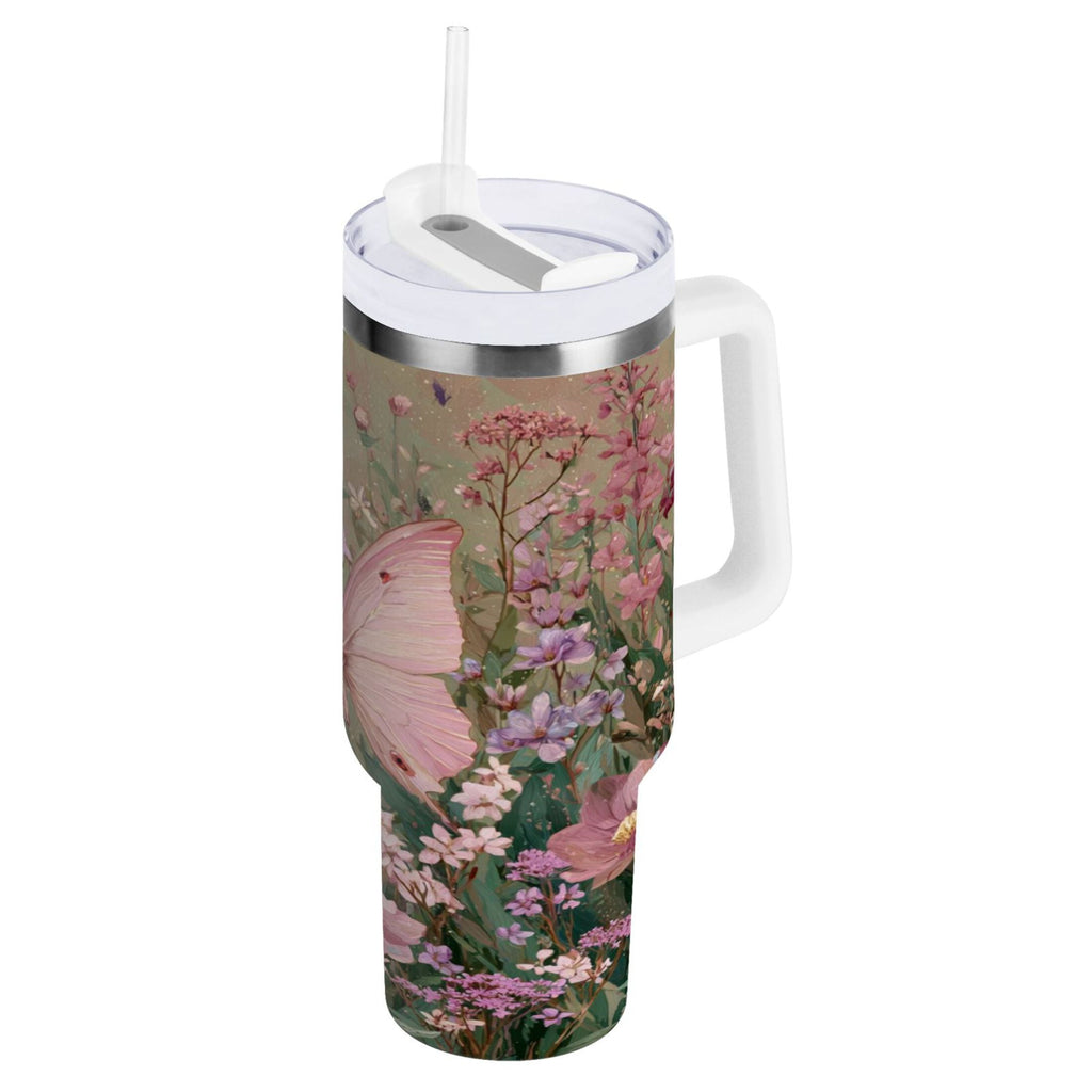 30 oz Insulated Stainless Steel Tumbler Double Wall Stainless Steel Tumbler with 2-Way Drinking Delicate Butterfly - Choice 876