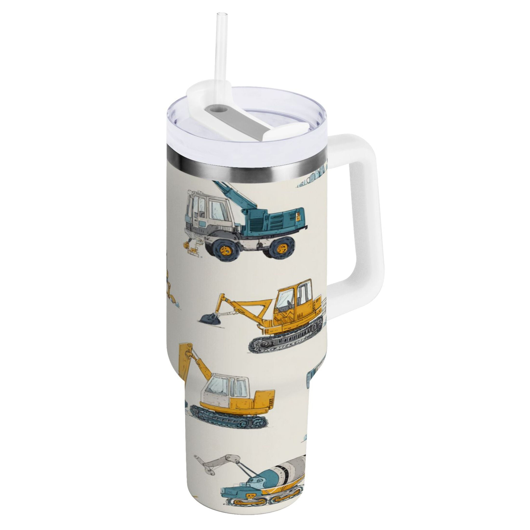 30 oz Insulated Stainless Steel Tumbler Double Wall Stainless Steel Tumbler with 2-Way Drinking Engineering Vehicle Pattern - Choice 742