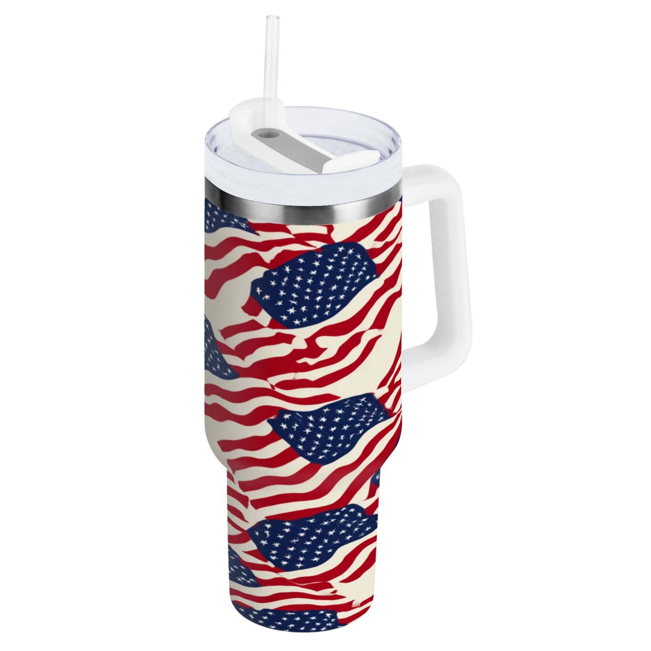 40 oz Insulated Stainless Steel Tumbler Double Wall Stainless Steel Tumbler with 2-Way Drinking Flags Abstract Design - Choice 319