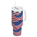 30 oz Insulated Stainless Steel Tumbler Double Wall Stainless Steel Tumbler with 2-Way Drinking Flags Wave Pattern - Choice 222