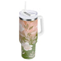 30 oz Insulated Stainless Steel Tumbler Double Wall Stainless Steel Tumbler with 2-Way Drinking Gradient Elegant Floral - Choice 127
