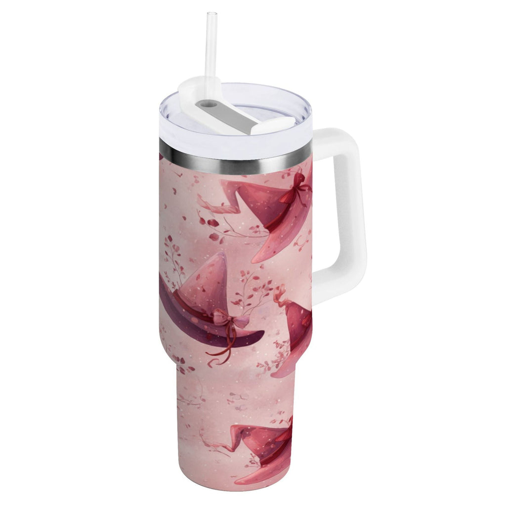 30 oz Insulated Stainless Steel Tumbler Double Wall Stainless Steel Tumbler with 2-Way Drinking Hats with Delicate Bows - Choice 476