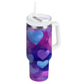 30 oz Insulated Stainless Steel Tumbler Double Wall Stainless Steel Tumbler with 2-Way Drinking Indigo and Violet Hearts - Choice 498