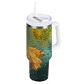 30 oz Insulated Stainless Steel Tumbler Double Wall Stainless Steel Tumbler with 2-Way Drinking Leaves with Water Droplets - Choice 218
