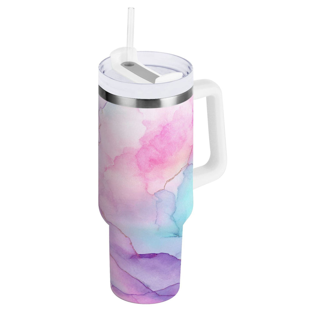 30 oz Insulated Stainless Steel Tumbler Double Wall Stainless Steel Tumbler with 2-Way Drinking Pastel Pink Marble Texture - Choice 198