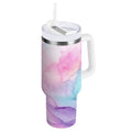 30 oz Insulated Stainless Steel Tumbler Double Wall Stainless Steel Tumbler with 2-Way Drinking Pastel Pink Marble Texture - Choice 198