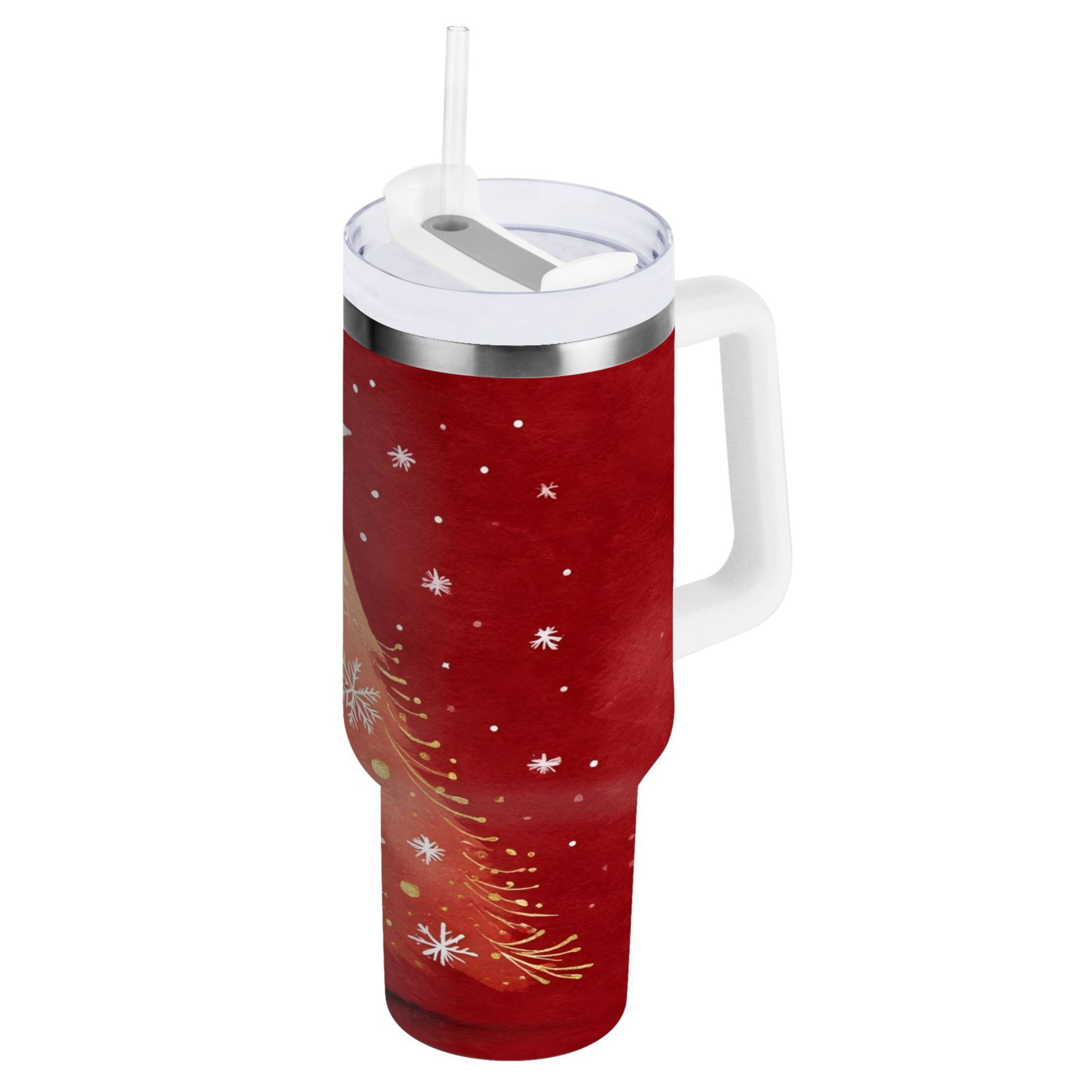 40 oz Insulated Stainless Steel Tumbler Double Wall Stainless Steel Tumbler with 2-Way Drinking Red Christmas Tree - Choice 934