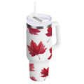 30 oz Insulated Stainless Steel Tumbler Double Wall Stainless Steel Tumbler with 2-Way Drinking Red Maple Leaves - Choice 643