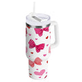 30 oz Insulated Stainless Steel Tumbler Double Wall Stainless Steel Tumbler with 2-Way Drinking Red and Pink Bows - Choice 811