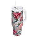 30 oz Insulated Stainless Steel Tumbler Double Wall Stainless Steel Tumbler with 2-Way Drinking Roses and Ribbons - Choice 776