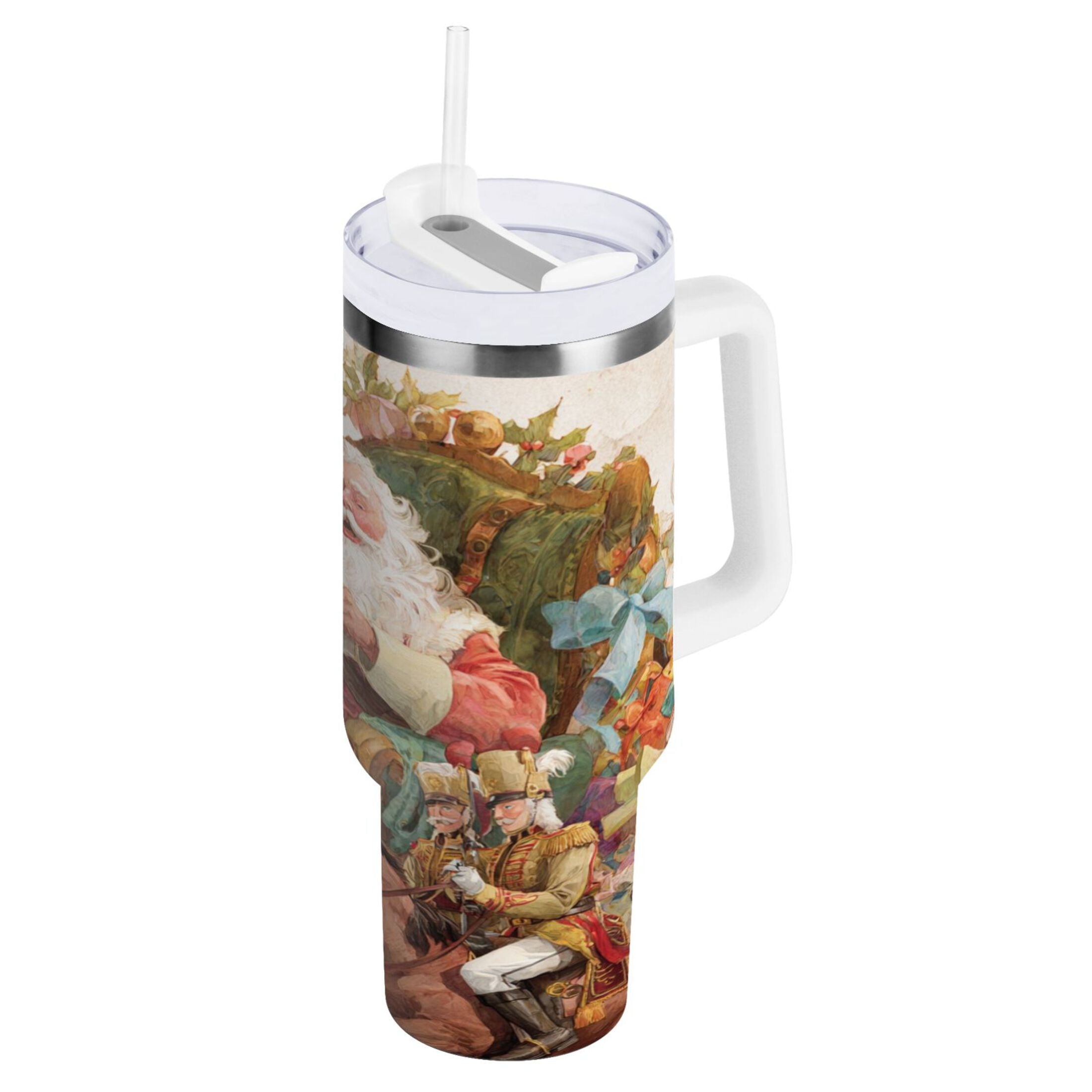 30 oz Insulated Stainless Steel Tumbler Double Wall Stainless Steel Tumbler with 2-Way Drinking Santa Claus Sitting in Chair - Choice 855