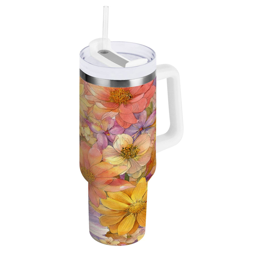 30 oz Insulated Stainless Steel Tumbler Double Wall Stainless Steel Tumbler with 2-Way Drinking Summer Blossoms - Choice 170