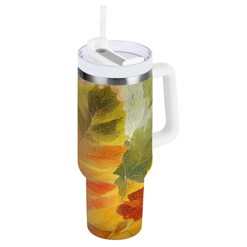 30 oz Insulated Stainless Steel Tumbler Double Wall Stainless Steel Tumbler with 2-Way Drinking Various Shades Autumn Leaves - Choice 766