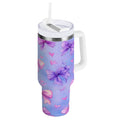 30 oz Insulated Stainless Steel Tumbler Double Wall Stainless Steel Tumbler with 2-Way Drinking Watercolor Bows Pattern - Choice 756