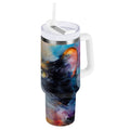 30 oz Insulated Stainless Steel Tumbler Double Wall Stainless Steel Tumbler with 2-Way Drinking Watercolor Calico Cat - Choice 819