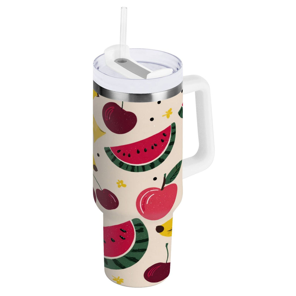 30 oz Insulated Stainless Steel Tumbler Double Wall Stainless Steel Tumbler with 2-Way Drinking Watermelon and Cherries - Choice 596