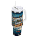 30 oz Insulated Stainless Steel Tumbler Double Wall Stainless Steel Tumbler with 2-Way Drinking Whimsical Christmas Scene - Choice 432