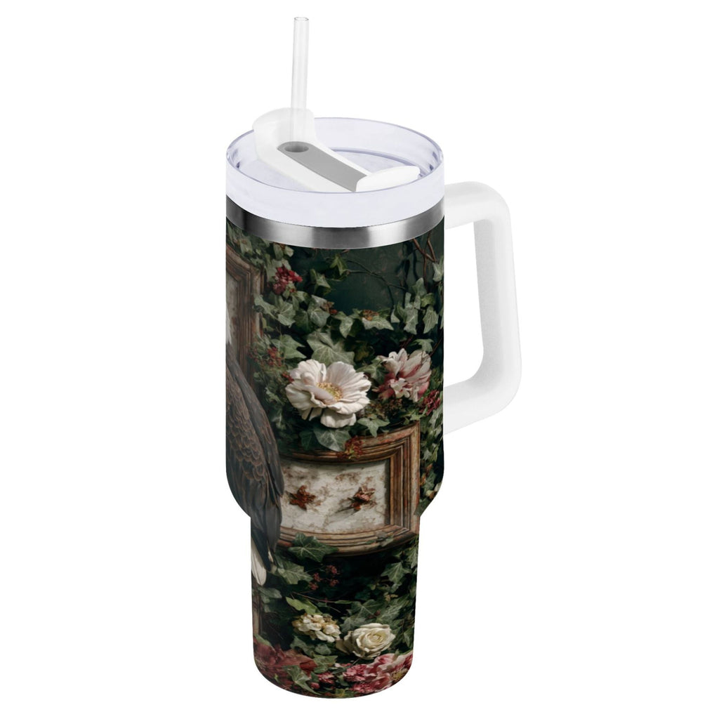30 oz Insulated Stainless Steel Tumbler Double Wall Stainless Steel Tumbler with 2-Way Drinking Wreath and Bald Eagle - Choice 231