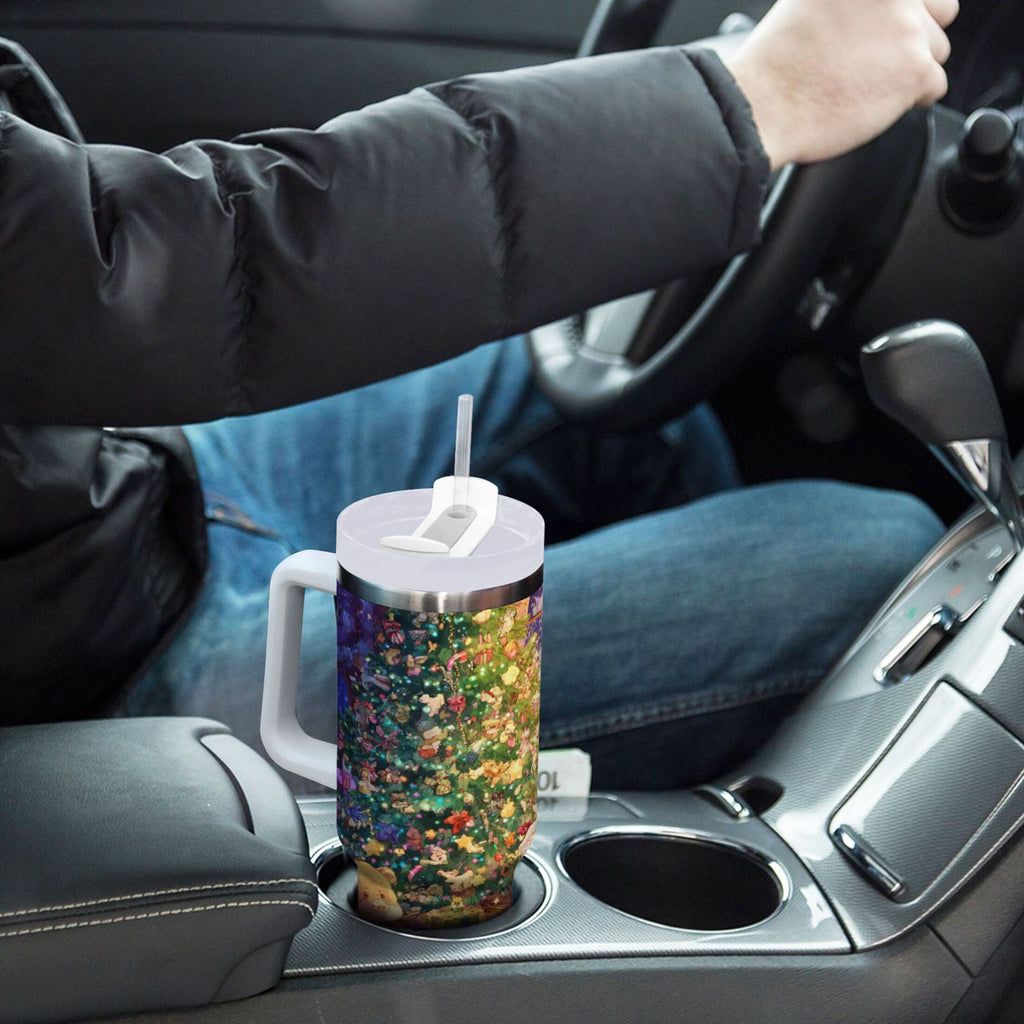 40 oz Insulated Stainless Steel Tumbler Double Wall Stainless Steel Tumbler with 2-Way Drinking Festive Christmas Scene - Choice 531