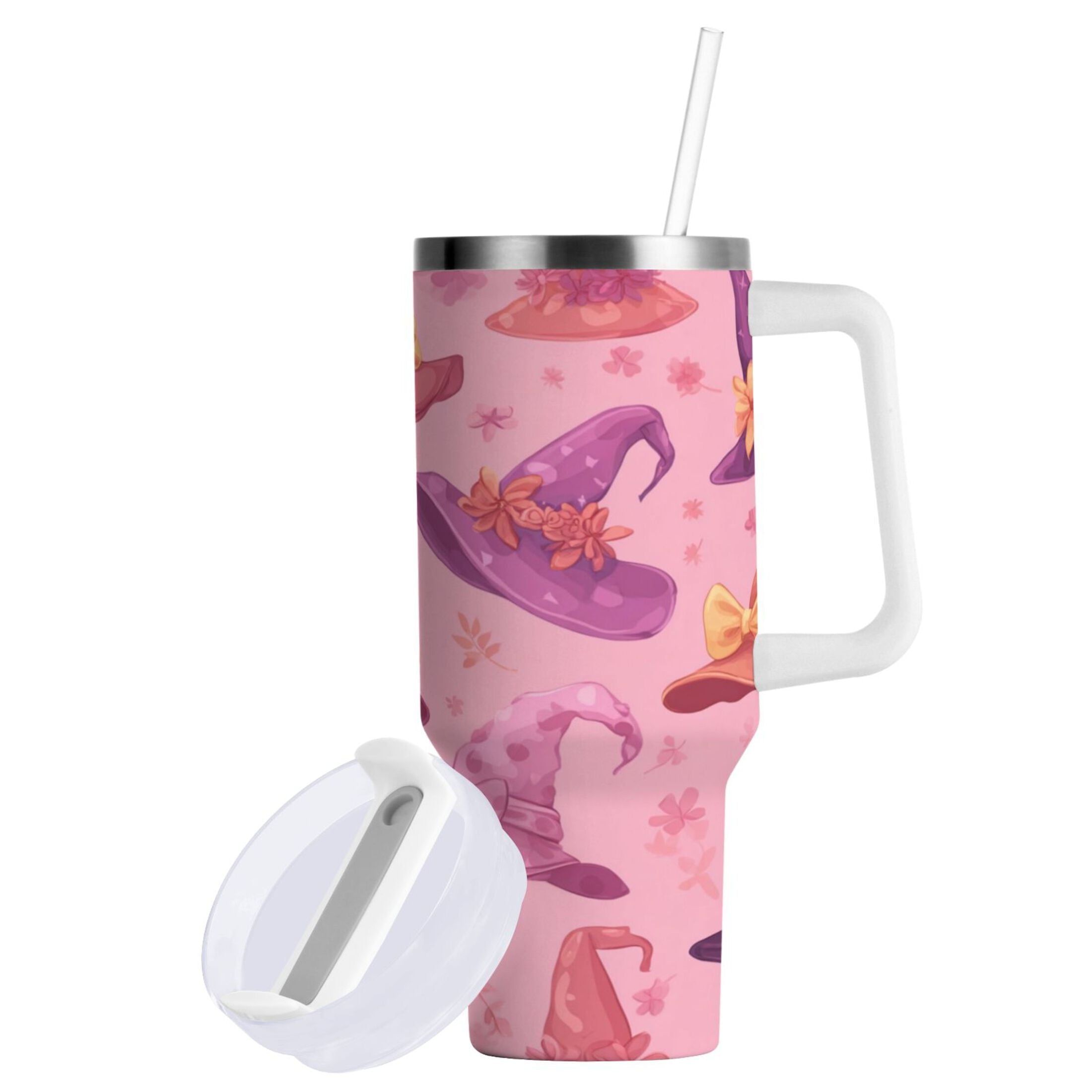 30 oz Insulated Stainless Steel Tumbler Double Wall Stainless Steel Tumbler with 2-Way Drinking Colorful Hat Pattern - Choice 619