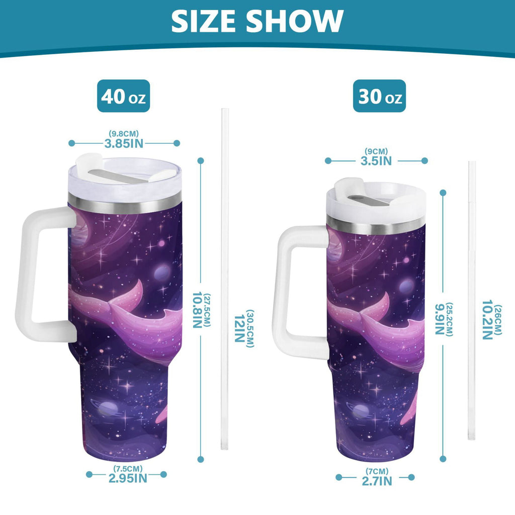 30 oz Insulated Stainless Steel Tumbler Double Wall Stainless Steel Tumbler with 2-Way Drinking Whale in Space - Choice 980