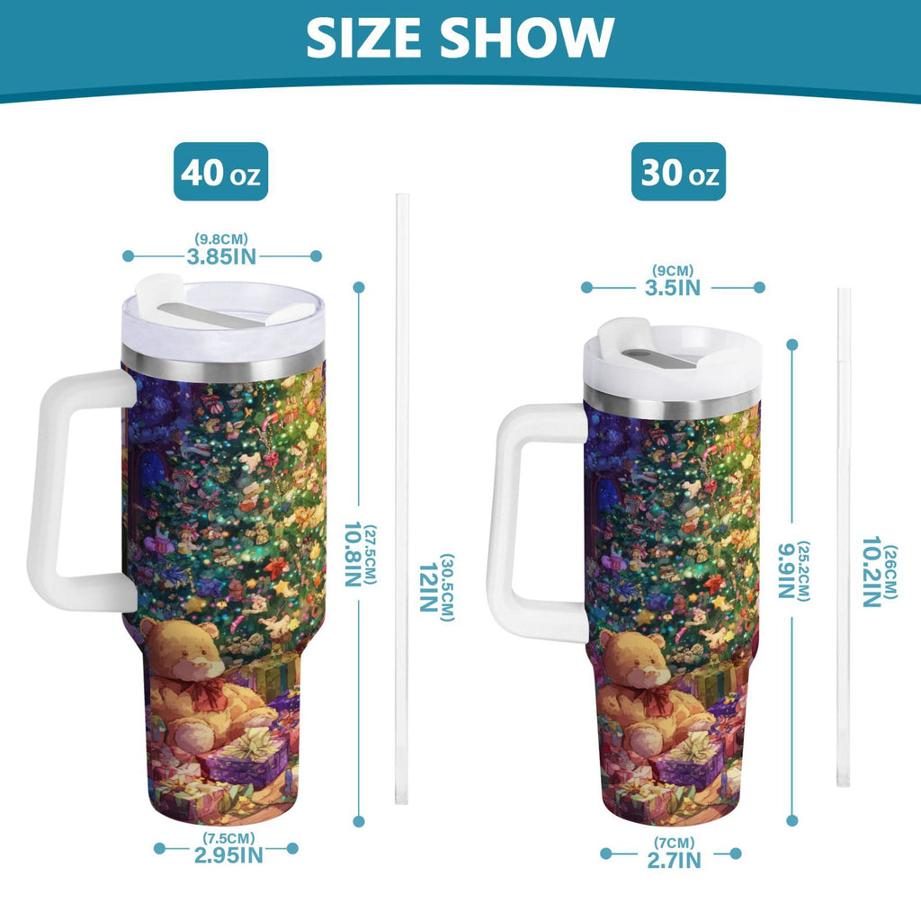40 oz Insulated Stainless Steel Tumbler Double Wall Stainless Steel Tumbler with 2-Way Drinking Festive Christmas Scene - Choice 531