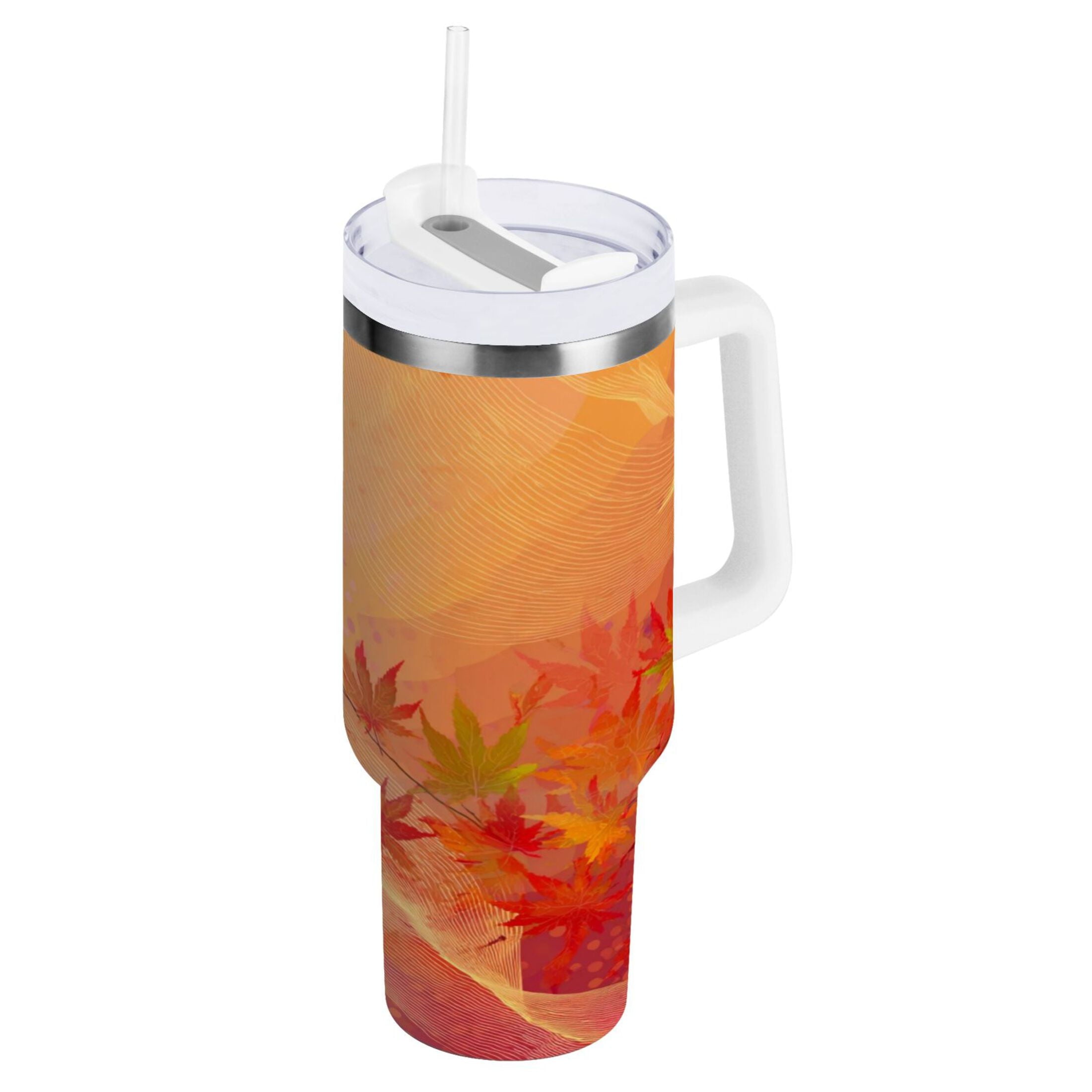 40 oz Insulated Stainless Steel Tumbler Double Wall Stainless Steel Tumbler with 2-Way Drinking Red Maple Leaves in Autumn - Choice 792