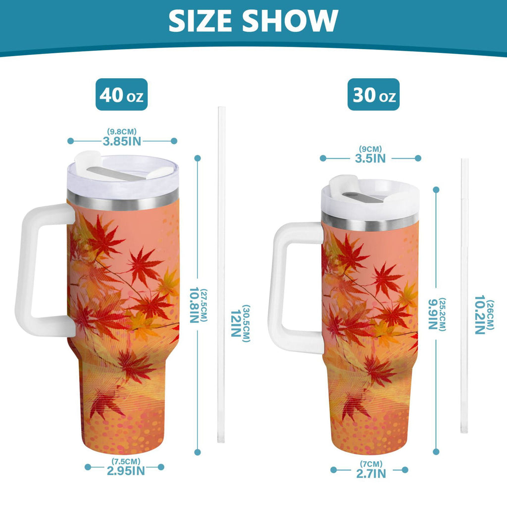 40 oz Insulated Stainless Steel Tumbler Double Wall Stainless Steel Tumbler with 2-Way Drinking Red Maple Leaves in Autumn - Choice 792