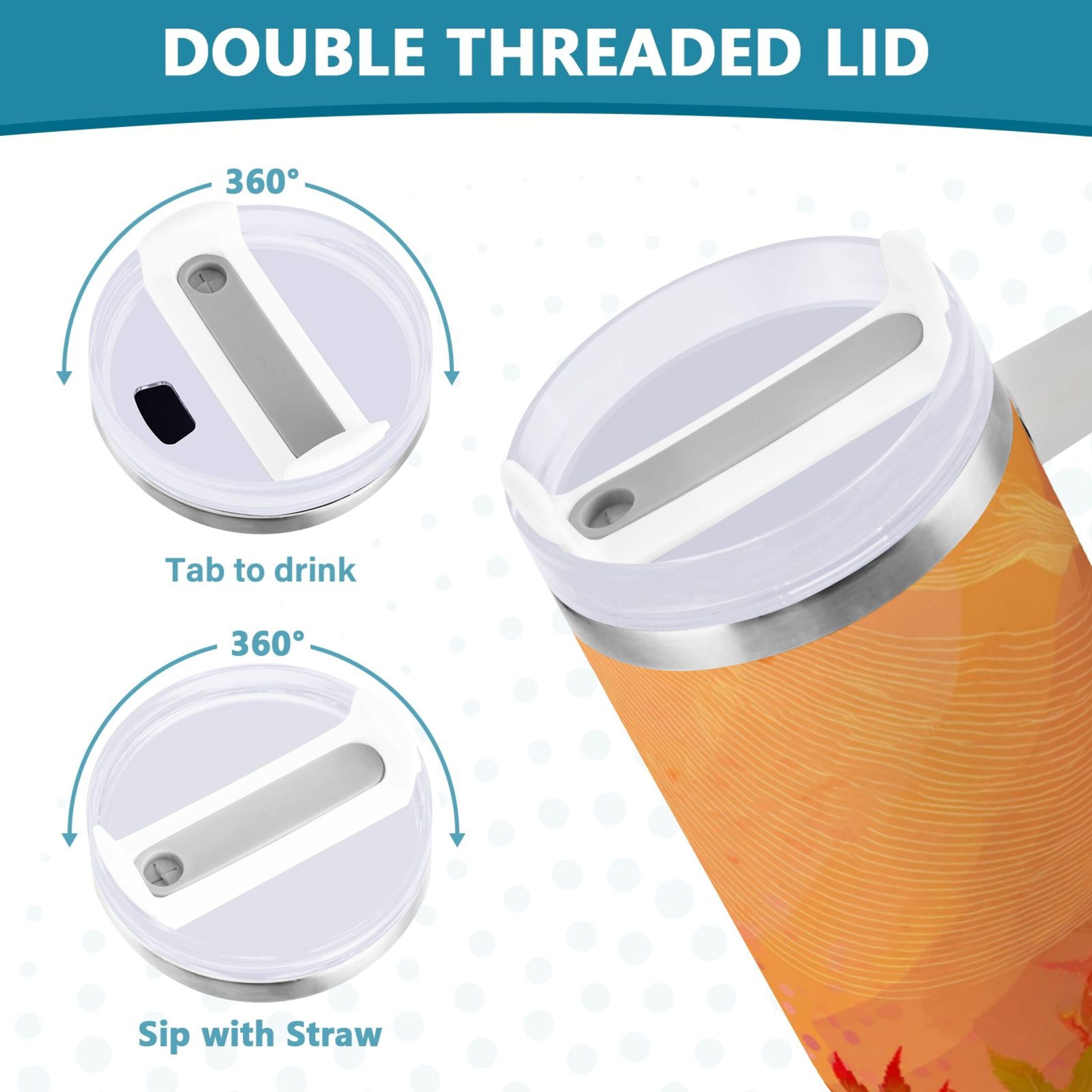 40 oz Insulated Stainless Steel Tumbler Double Wall Stainless Steel Tumbler with 2-Way Drinking Red Maple Leaves in Autumn - Choice 792