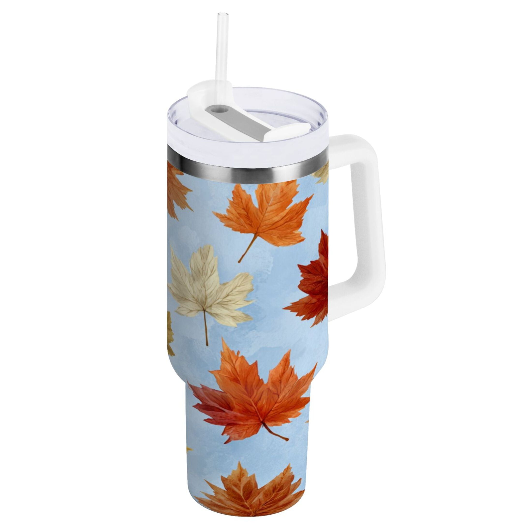 30 oz Insulated Stainless Steel Tumbler Double Wall Stainless Steel Tumbler with 2-Way Drinking Autumn Maple Leaves - Choice 630