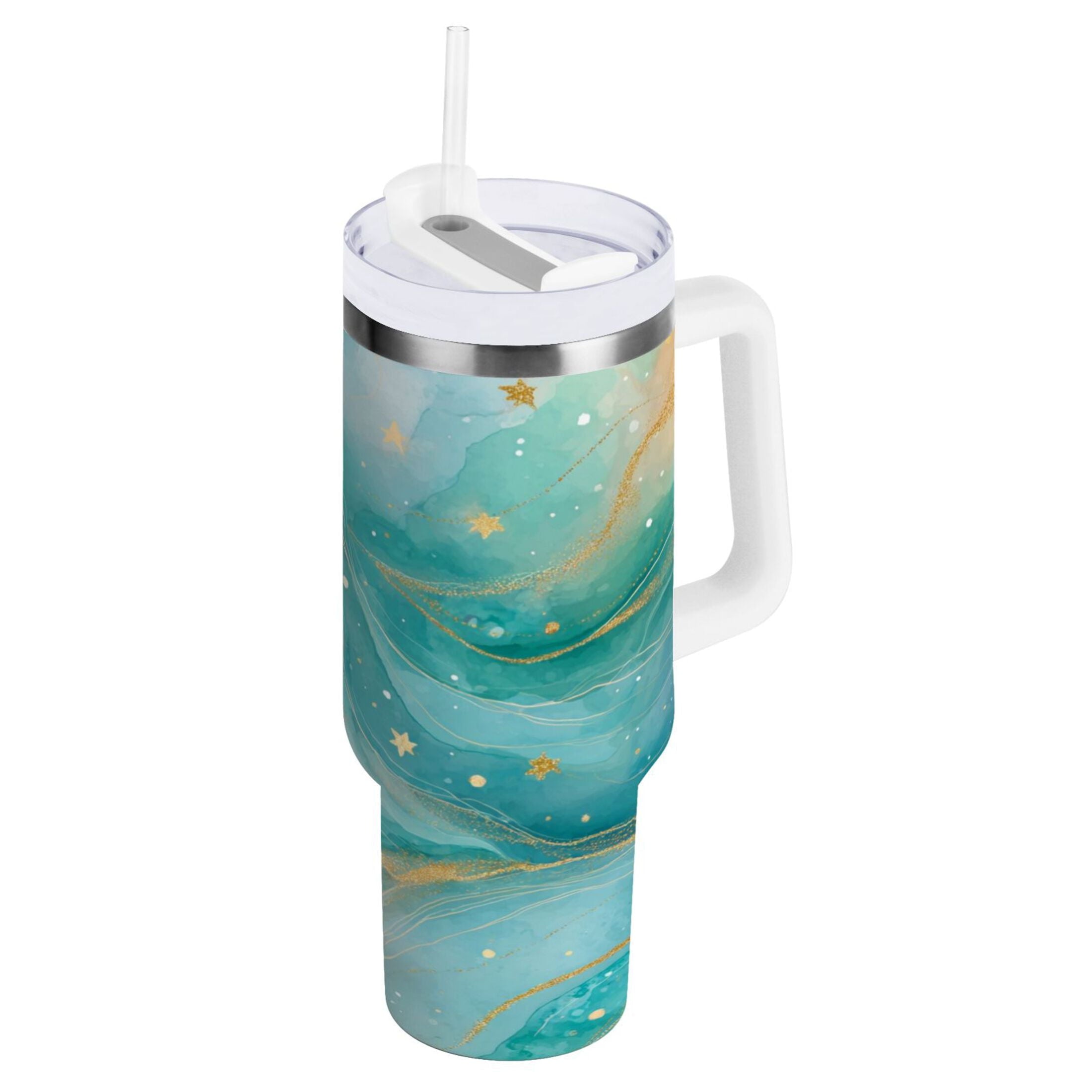 40 oz Insulated Stainless Steel Tumbler Double Wall Stainless Steel Tumbler with 2-Way Drinking Beautiful Watercolor Stars - Choice 368