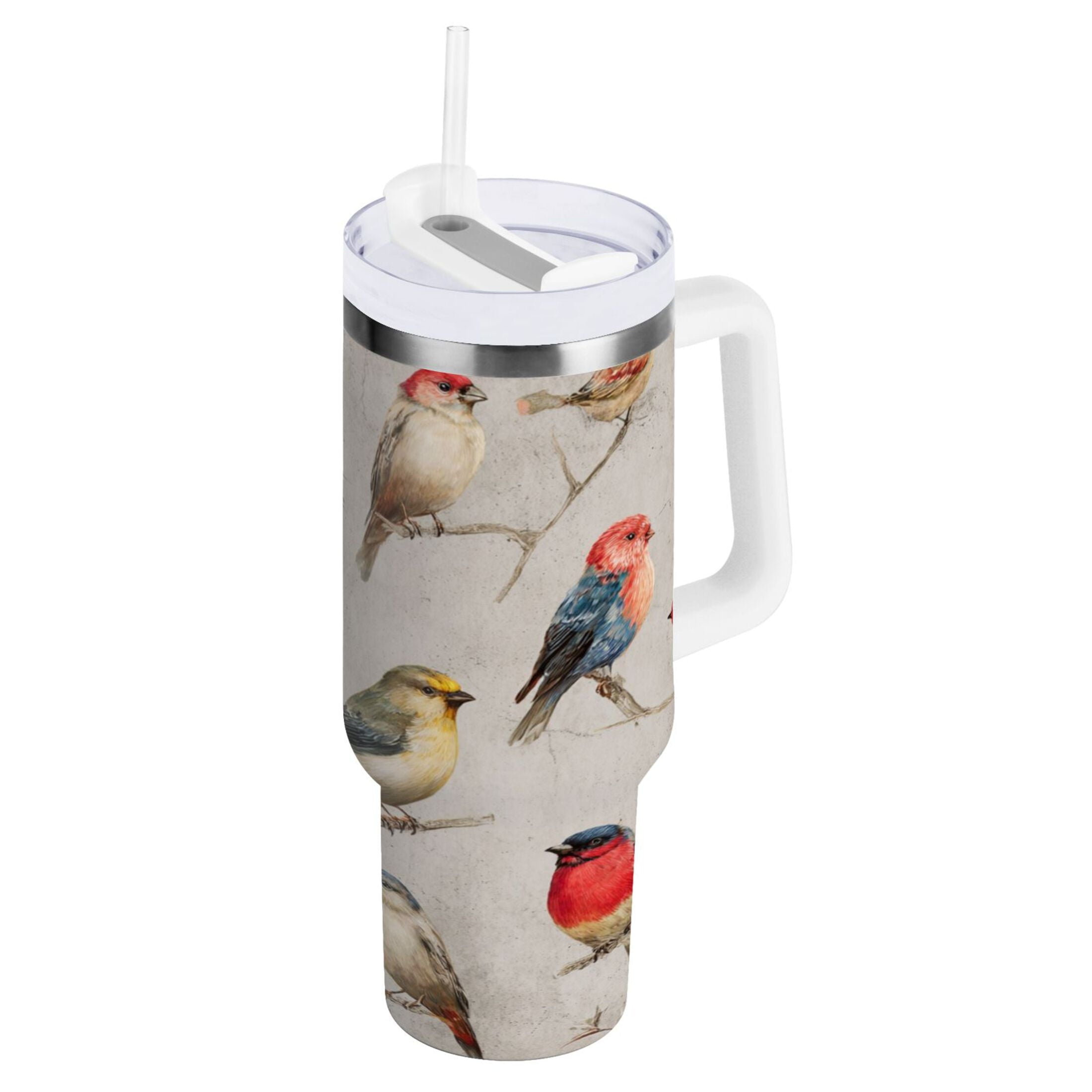 40 oz Insulated Stainless Steel Tumbler Double Wall Stainless Steel Tumbler with 2-Way Drinking Birds Pattern - Choice 741