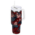 40 oz Insulated Stainless Steel Tumbler Double Wall Stainless Steel Tumbler with 2-Way Drinking Butterfly with National Flag - Choice 167
