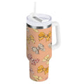 40 oz Insulated Stainless Steel Tumbler Double Wall Stainless Steel Tumbler with 2-Way Drinking Cute Animal Print Bows - Choice 632