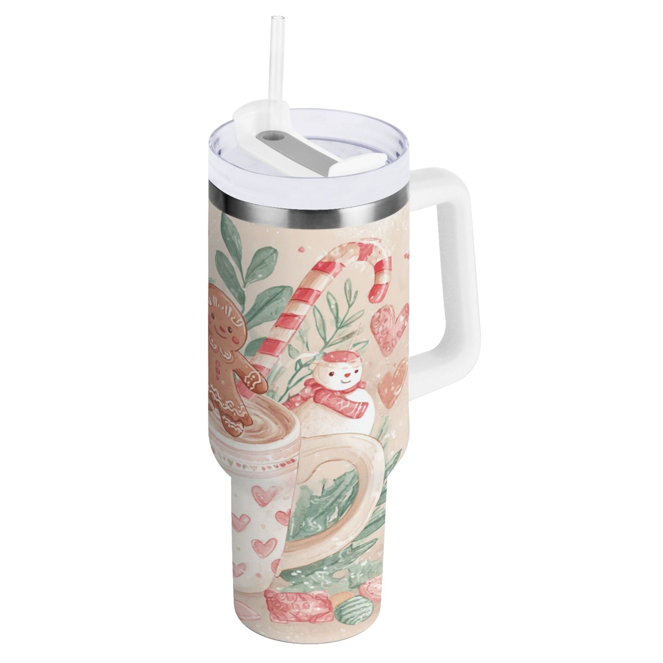 30 oz Insulated Stainless Steel Tumbler Double Wall Stainless Steel Tumbler with 2-Way Drinking Cute Christmas Design - Choice 272
