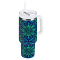 40 oz Insulated Stainless Steel Tumbler Double Wall Stainless Steel Tumbler with 2-Way Drinking Elegant Blue Traditional Patterns - Choice 302