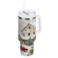40 oz Insulated Stainless Steel Tumbler Double Wall Stainless Steel Tumbler with 2-Way Drinking Farm Snow Scene - Choice 272