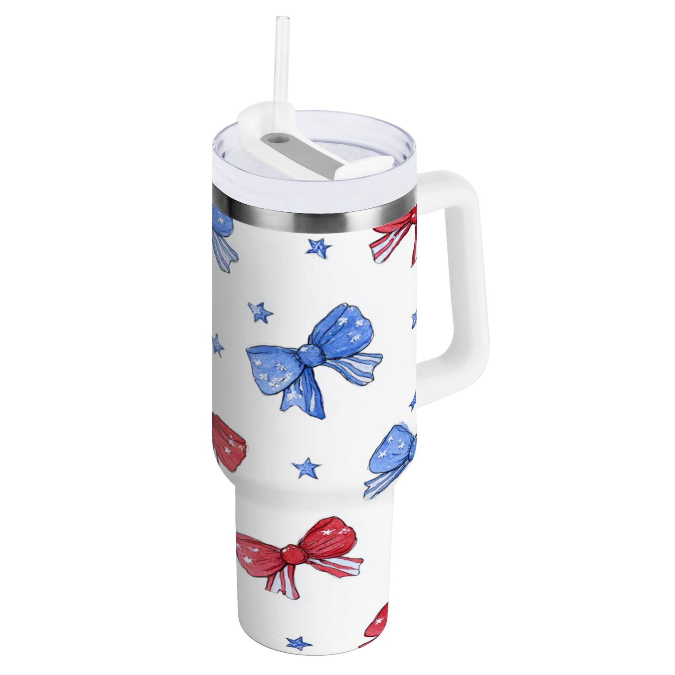 40 oz Insulated Stainless Steel Tumbler Double Wall Stainless Steel Tumbler with 2-Way Drinking Hand-drawn Bows - Choice 249