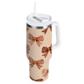 40 oz Insulated Stainless Steel Tumbler Double Wall Stainless Steel Tumbler with 2-Way Drinking Leopard Print Bow - Choice 337